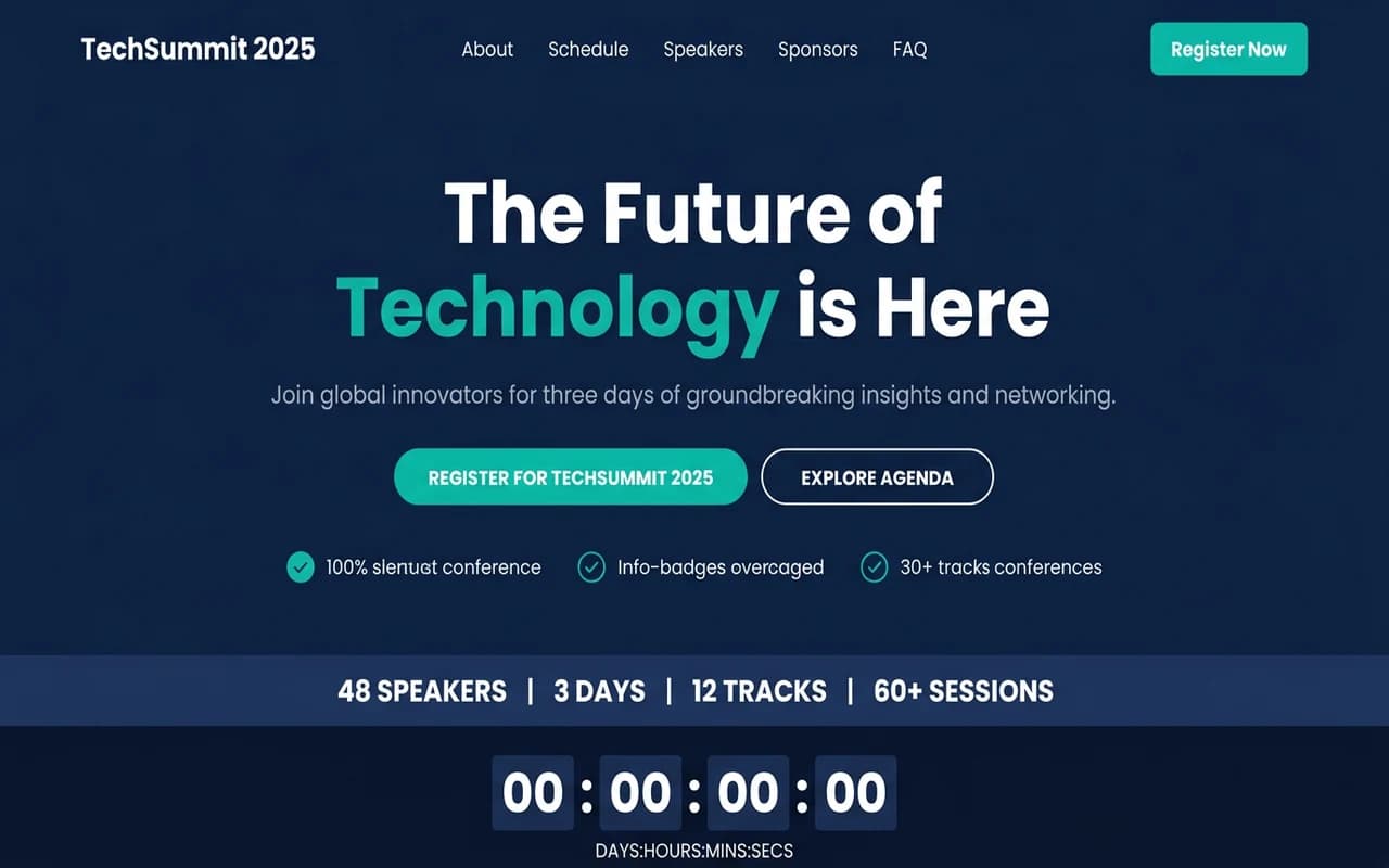 Event Conference Site — Navy & Teal preview