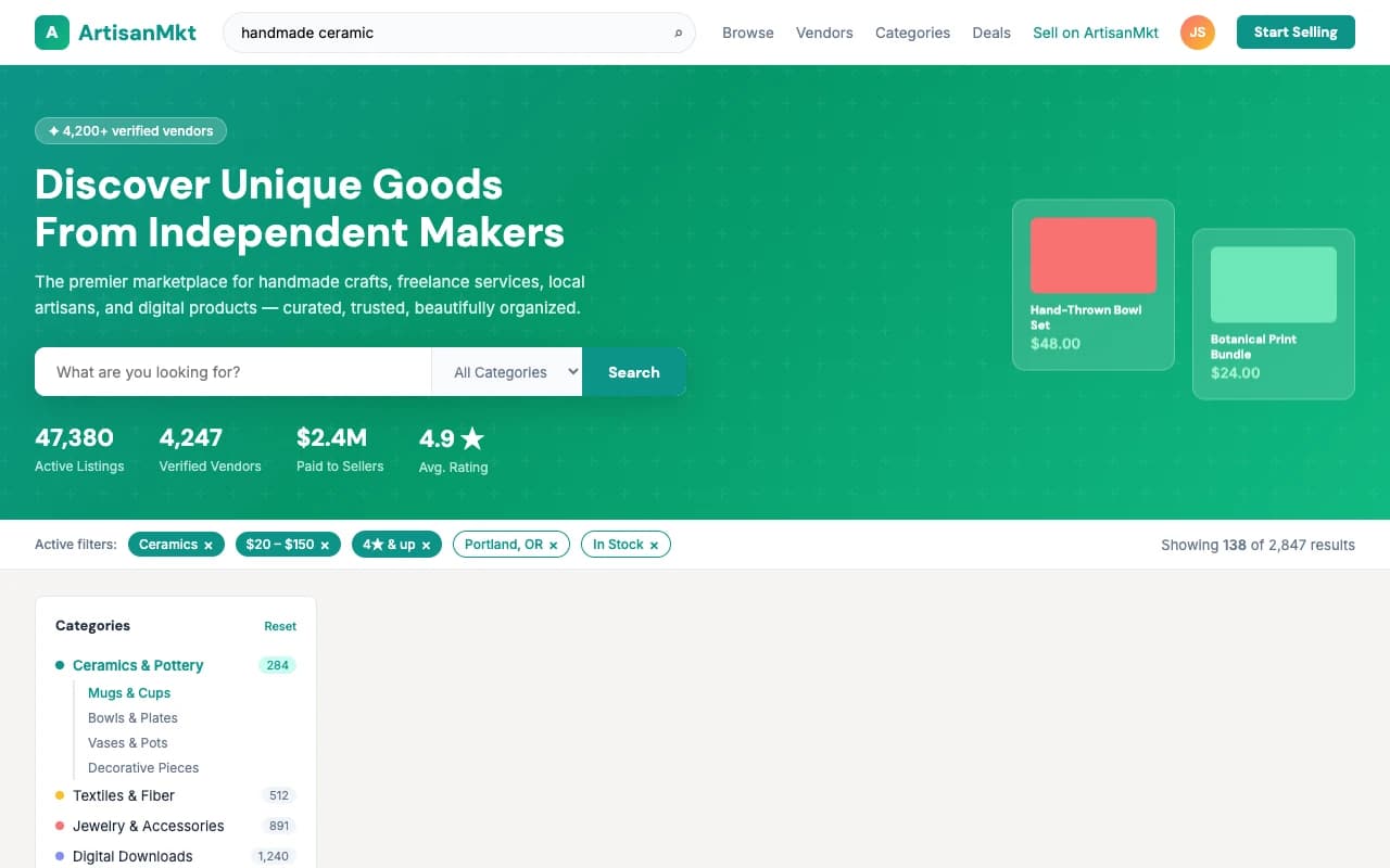 Niche Vendor Marketplace preview