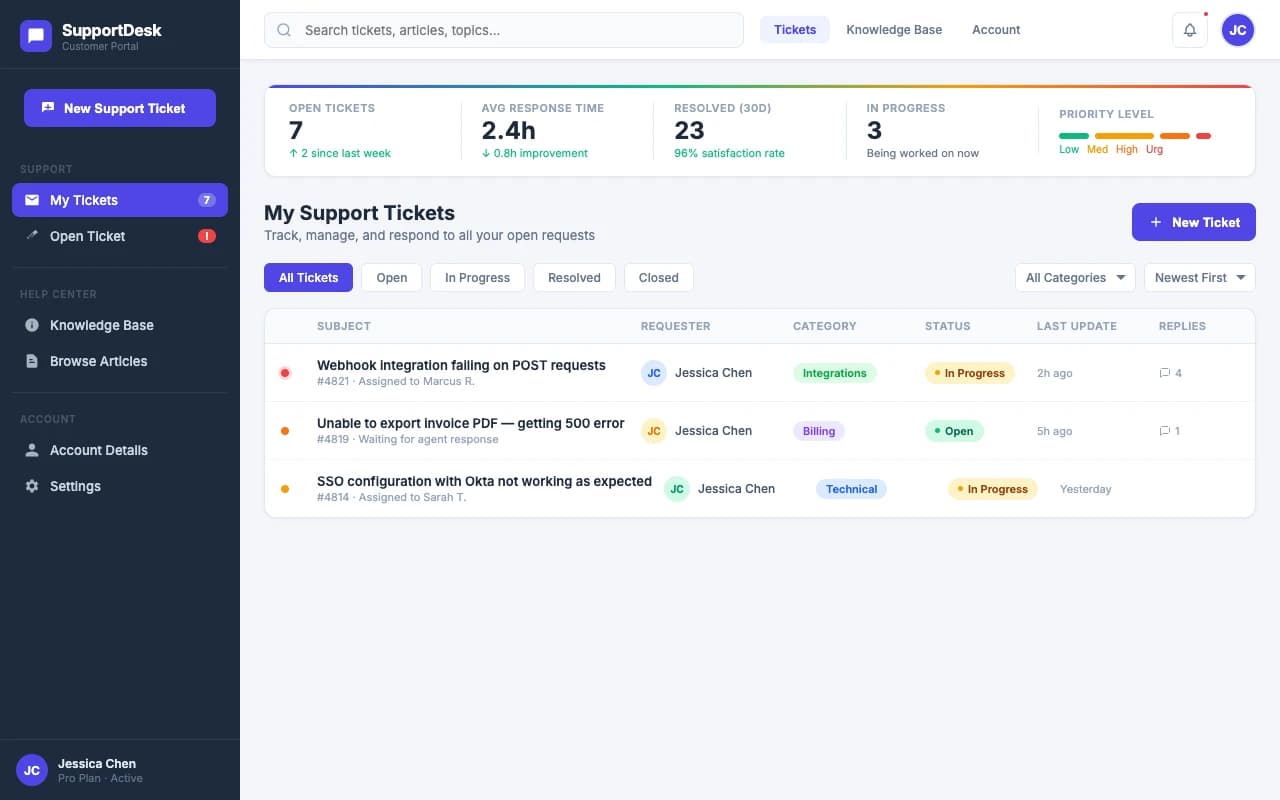 Customer Support Portal preview