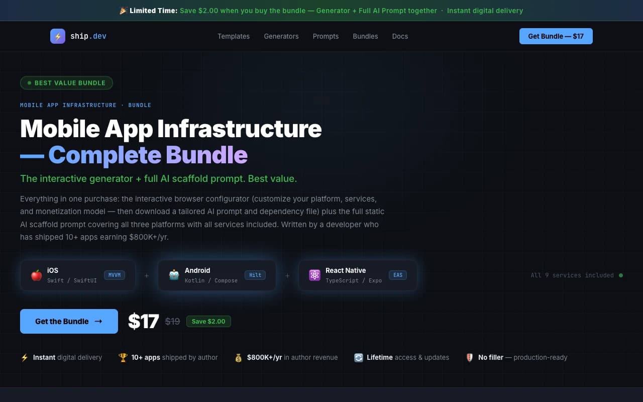 Mobile App Infrastructure — Bundle preview