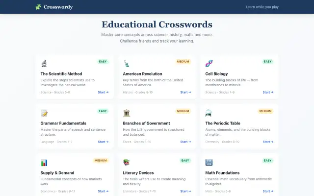 Crosswordy screenshot