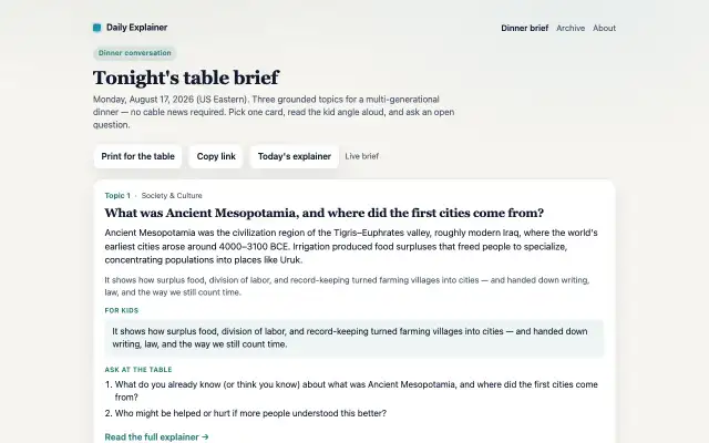 Dinner Brief screenshot