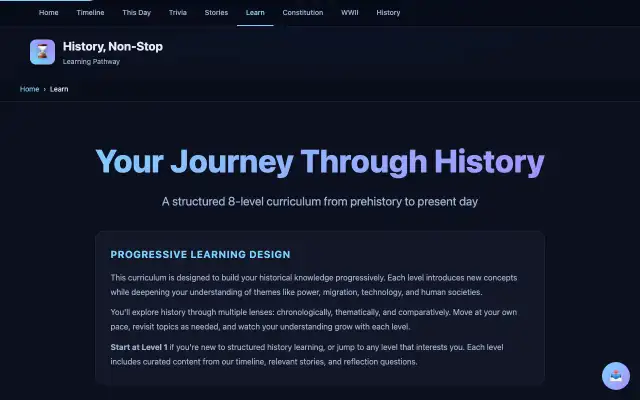 History Learning Pathway screenshot