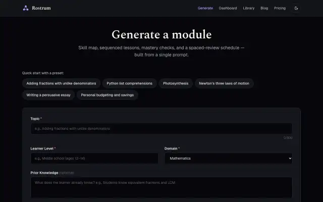 Rostrum Generate screenshot