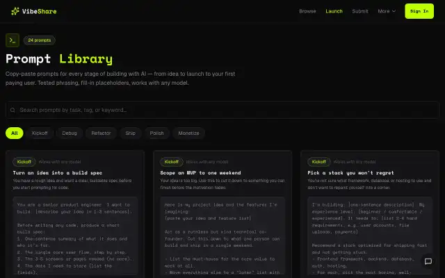 Prompt Library screenshot