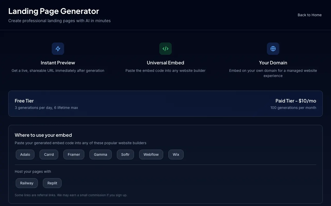 Landing Page Generator screenshot