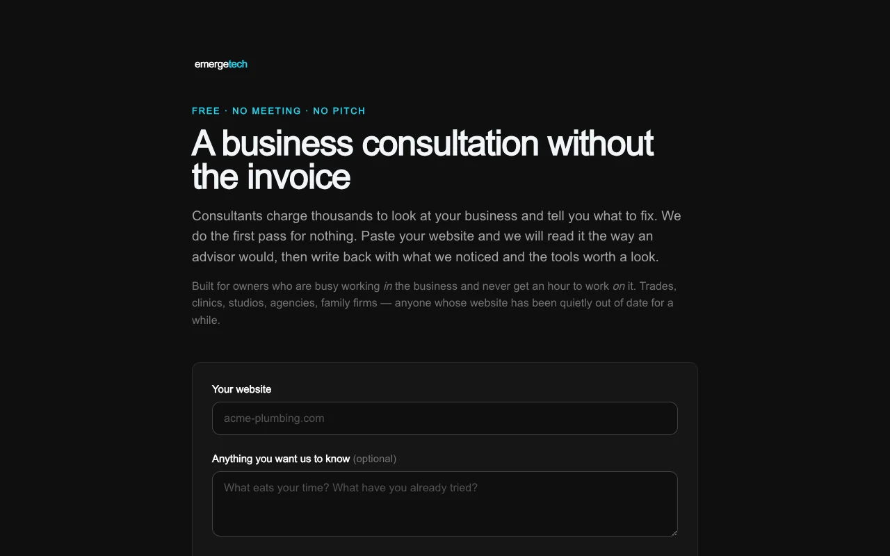 Emerge Tech Free Consultation screenshot