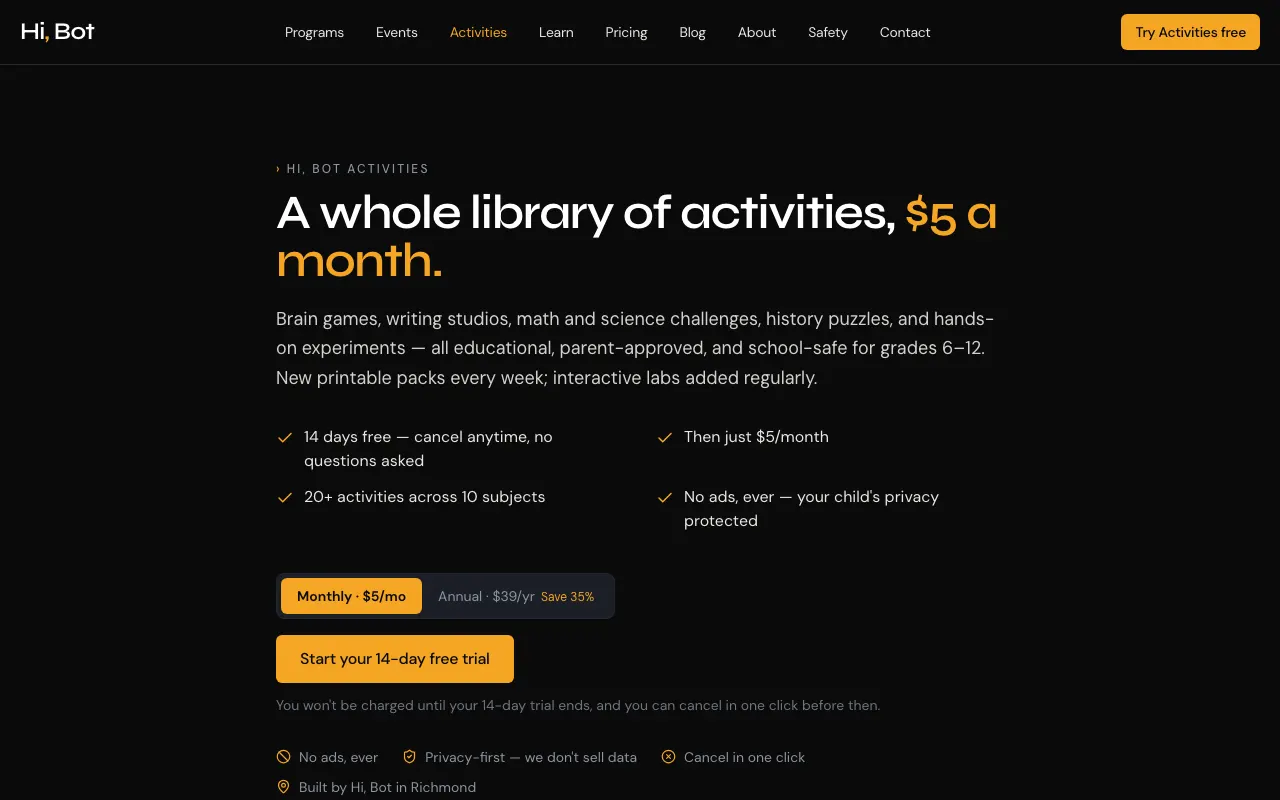 Hi, Bot Activities Pass screenshot