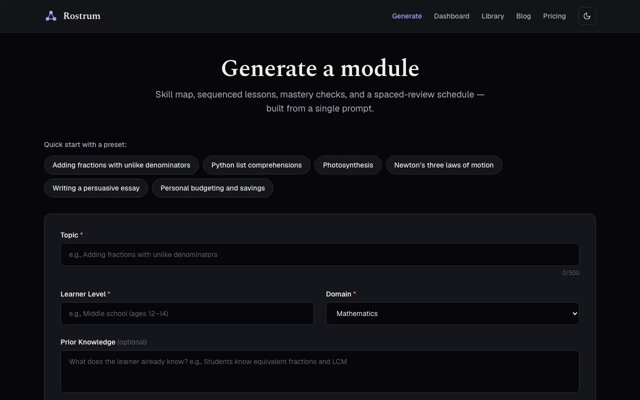 Rostrum Generate screenshot
