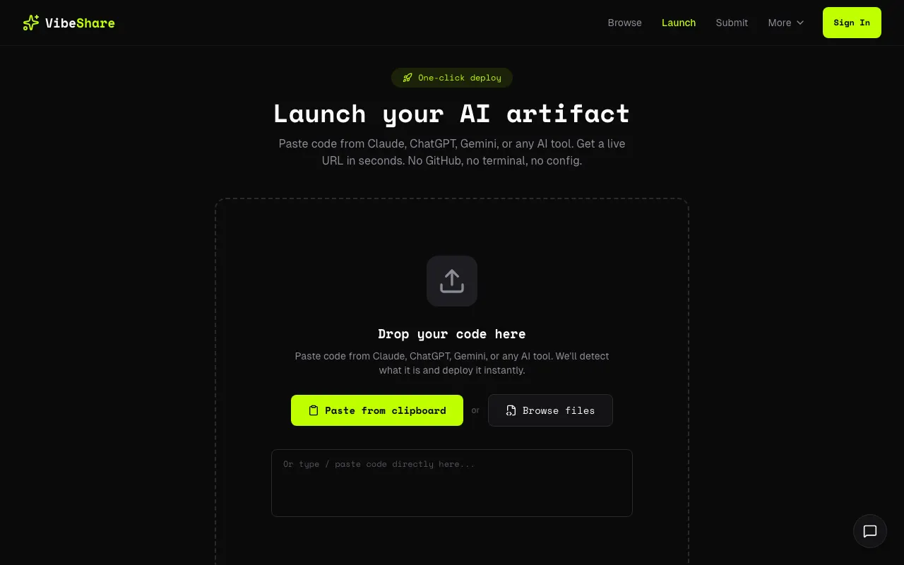 VibeShare Launch screenshot