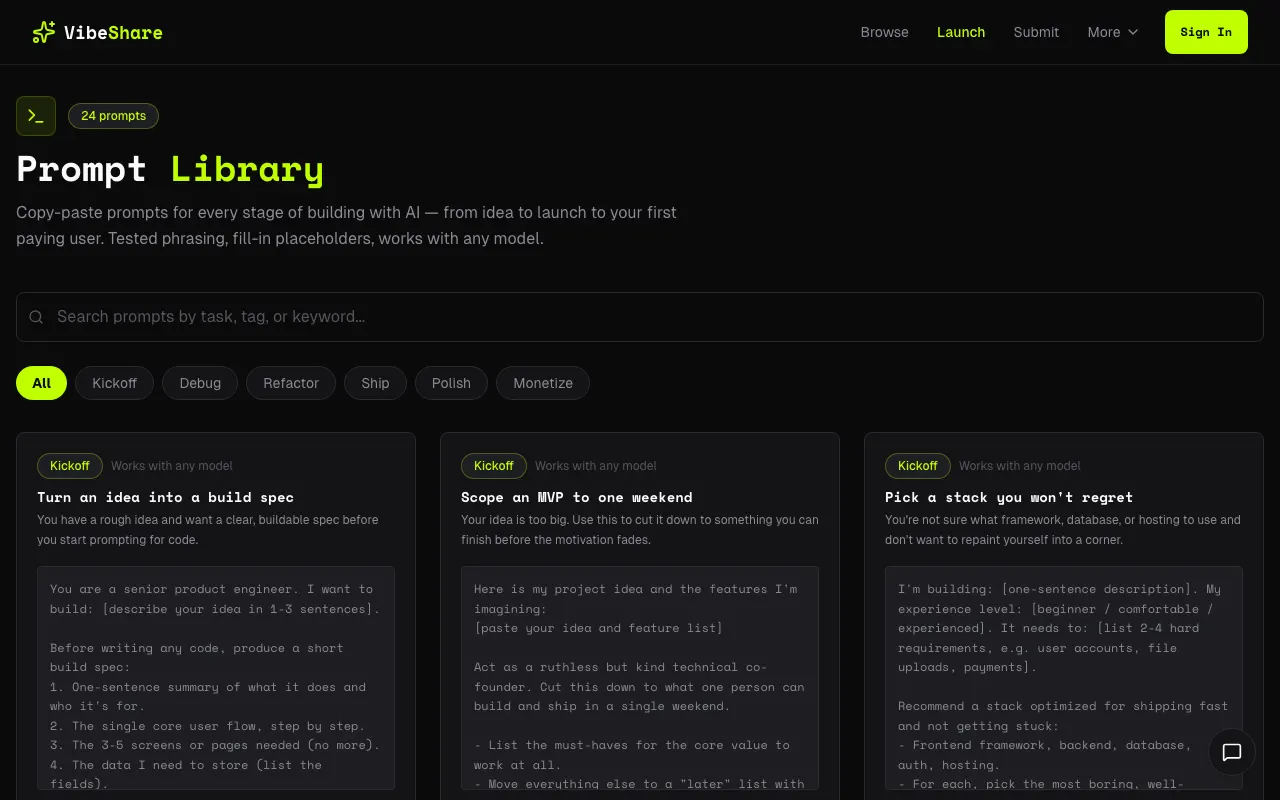 Prompt Library screenshot